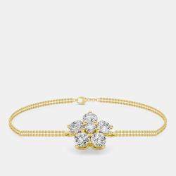 14K Flower Two Row Chain 7" Lab Grown Diamond Bracelet (0.75 Ctw)