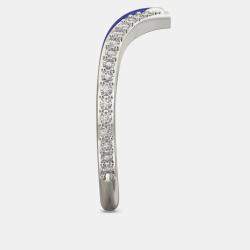 مملوكة مسبقًا خاتم ألماس صناعي سيراميك أزرق غامق بأسلوب شيفرون فضة استرلينية مقاس 7 الولايات المتحدة