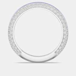 مملوكة مسبقًا خاتم زفاف من السيراميك الأزرق الداكن الكلاسيكي والفضة الإسترلينية والماسات المزروعة مخبرياً مقاس الولايات المتحدة 7