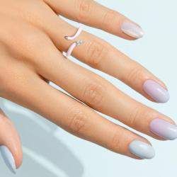 Light Pink Ceramic Pear Shaped Contemporary Bypass Sterling Silver Lab Grown Diamond Ring US 7