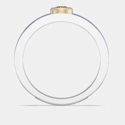 مملوكة مسبقًا 14K Yellow Gold Classic Dark Blue Ceramic Sterling Silver Lab Grown Diamond Round Bezel Set Band US 7