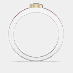 Pre Owned 14K Yellow Gold Classic Bright Red Ceramic Round Sterling Silver Lab Grown Diamond Bezel Set Band US 7