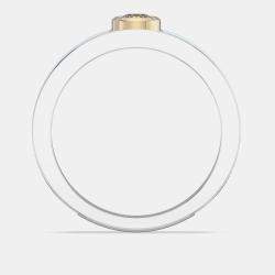 مملوكة مسبقًا خاتم من الذهب الأصفر 14 قيراط مع سيراميك أزرق فاتح دائري وفضة إسترليني مرصع بألماس مزروع مخبريًا بإعداد حافة مقاس الولايات المتحدة 7