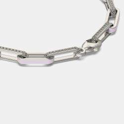 Pre Owned Silver & Ceramic Alternating Paper Clip Loop Bracelet