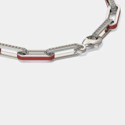 Silver & Ceramic Alternating Paper Clip Loop Bracelet