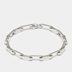 Silver & Ceramic Alternating Paper Clip Loop Bracelet