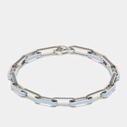 Silver & Ceramic Alternating Paper Clip Loop Bracelet