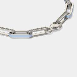 Silver & Ceramic Alternating Paper Clip Loop Bracelet