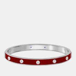 14K Yellow Gold 925 Sterling Silver Ceramic Hinged Bezel Set Bangle