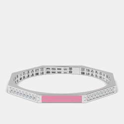 Silver & Ceramic Octagon Shaped Alternating Hinged Bangle