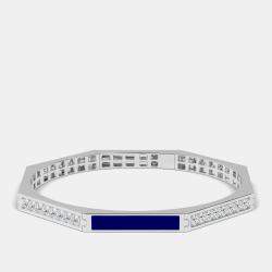 Silver & Ceramic Octagon Shaped Alternating Hinged Bangle