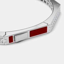 Silver & Ceramic Octagon Shaped Alternating Hinged Bangle