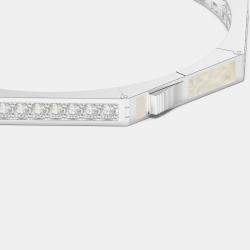 Silver & Ceramic Octagon Shaped Alternating Hinged Bangle
