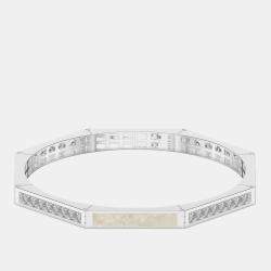Silver & Ceramic Octagon Shaped Alternating Hinged Bangle
