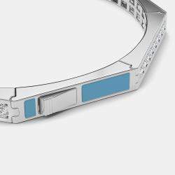 Silver & Ceramic Octagon Shaped Alternating Hinged Bangle
