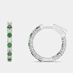 Pre Owned أقراط حلقية فضة إسترليني 925 مع ماس مزروع في المختبر ولون