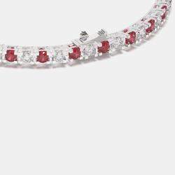 Pre Owned 925 Sterling Silver Tennis Color & Lab Grown Diamond Bracelet
