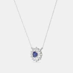 مملوكة مسبقًا 925 Sterling Silver Flower Color & Lab Grown Diamond Pendant