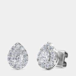 Pre Owned 14K 1/6 Ctr Halo Earrings (1/2 Ctw)