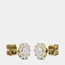مملوكة مسبقًا 14K Halo Round 22 Lab Grown Diamond Earrings (1 Ctw)
