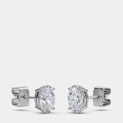 14K Oval Solitaire Earrings (1 1/2 Ctw)