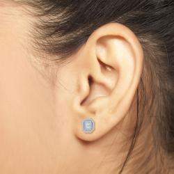 14K Double Halo Emerald Cut 78 Lab Grown Diamond Earrings (1 1/2 Ctw)