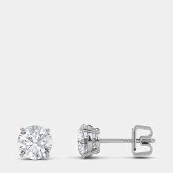 مملوكة مسبقًا 14K Round Four Prong Basket Solitaire Earrings (1/3 Ctw)
