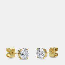 مملوكة مسبقًا أقراط سوليتير مستديرة ذات أربع شُعب 14 قيراط (1/2 ت.و)