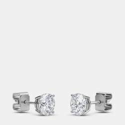 مملوكة مسبقًا أقراط سوليتير دائري بتصميم أربع شوكات عيار 14 (3/4 قيراط)