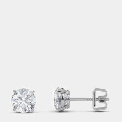 14K Four Prongs Basket Round Solitaire Earrings (7/8 Ctw)