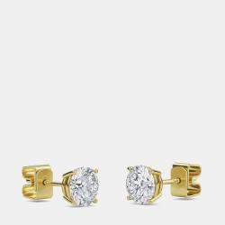 Pre Owned أقراط سوليتير سلة بأربعة شعب مدورة 14 قيراط (1 قيراط)