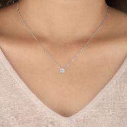 14K Solitaire Four Prong Pendant (1 Ctw)