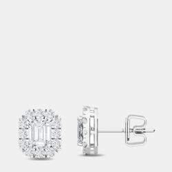 Pre Owned 14K Halo Lab Grown Diamonds Earrings (1 ctw)