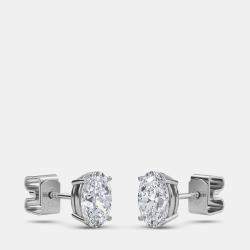 Pre Owned 14K Oval Solitaire Earrings (1/3 ctw)