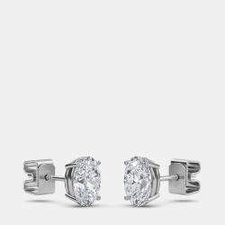 Pre Owned 14K Oval Solitaire Earrings (2 ctw)