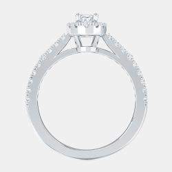 مملوكة مسبقًا خاتم من الألماس المزروع مختبرياً بإطار بيضاوي من الذهب عيار 14 قيراط (1 قيراط) مقاس 7 في الولايات المتحدة