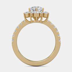 14K Rose Gold Starburst Halo Ring (2ctw) US 7