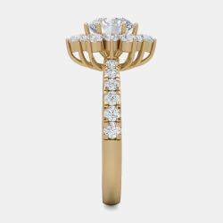 14K Rose Gold Starburst Halo Ring (2ctw) US 7