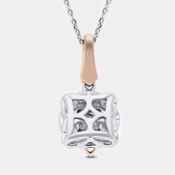 14K Rose Gold/White Gold Round Cut Scalloped Halo Pendant (0.80ctw)