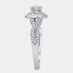14K White Gold Round Cut Halo Ring (1.0ctw) US 7