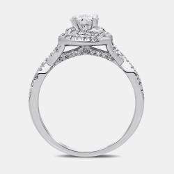 14K White Gold Round Cut Halo Ring (1.0ctw) US 7