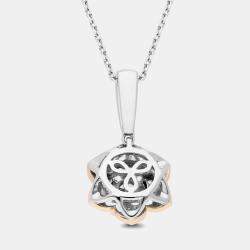 14K Rose Gold/White Gold Round Cut White Flower Ring (0.90ctw)