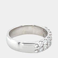 مملوكة مسبقًا خاتم معدني 14 قيراط مرصع بصفين من الماس المزروع مخبرياً (1 قيراط بالإجمال) مقاس 7 الولايات المتحدة