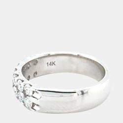 مملوكة مسبقًا خاتم معدني 14 قيراط مرصع بصفين من الماس المزروع مخبرياً (1 قيراط بالإجمال) مقاس 7 الولايات المتحدة