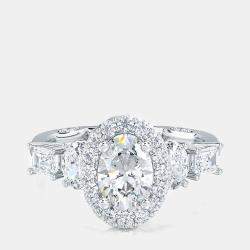 14K Stone Mix Oval Halo Ring (1 1/2 ctw) US 7