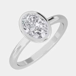 مملوكة مسبقًا خاتم سوليتير بيزل بيضاوي 14 قيراط (1 قيراط) بمقاس 7 الولايات المتحدة