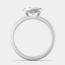 Pre Owned خاتم سوليتير دائري من الذهب الأبيض عيار 14 قيراط بإطار (1.00 قيراط بالوزن الإجمالي) مقاس 7 الولايات المتحدة