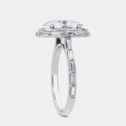 Oval Baguettes On Halo And Shank Bridal Ring (3.0 ctw) US 7