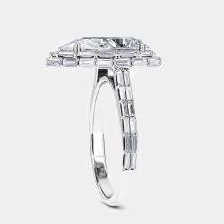 Baguettes On Halo And Shank Bridal Ring (3.0 ctw) US 7