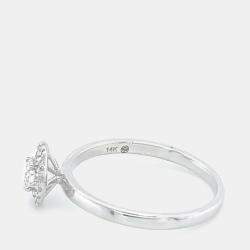 Pre Owned Two Double Halo Plain Shank Ring (0.30ctw) US 7